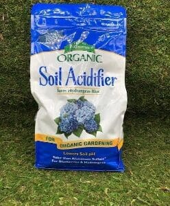 Bag of organic soil acidifier for gardening.