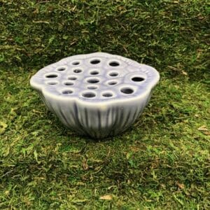 Blue glazed ceramic lotus seedpod holder