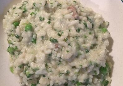 Creamy risotto with peas and herbs.
